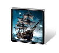 Pirate Ship Suit Lapel Pin Fashion Lapel Pins for Men Women for Backpacks Funny Hat Brooch Pin Personalized Bag Lapels Badge Metal Novelty Buttons & Pins (Square)