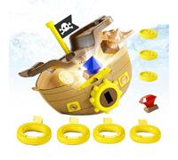 Pirate Ship Treasure Hunt Dive Toy Set With & Gems | 7.9x5.9x5.9 Inch Underwater Game | Pool Bath Lake Submersible Playset | Summer Outdoor Party Gift For