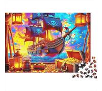 Pirate Ship Treasure Hunt Jigsaw Puzzle for Couples 1000 Pieces Travel Jigsaw Puzzle Home Entertainment 52x38cm/1000pcs