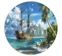 Pirate Ship Tropical Coast 1000 Piece Jigsaw Puzzle Jigsaw Puzzle for Adults Relaxing Focus Home Decor 1000pcs (67.5x67.5cm)