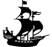 Pirate Ship Vinyl Decal Sticker for Car/Window/Wall (White Matt)