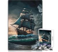 Pirate Ship Wall Jigsaws 1000 Pieces for Teenagers Strategic Thinking Learning Game Ideal Meaningful Gift for Any Event Size 38x26cm