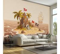 Pirate Ship Wallpaper & Wall Mural, 300x210 cm - Ocean Nautical Adventure Skull Home Wall Decor for Bedroom, Living Room - S&J319