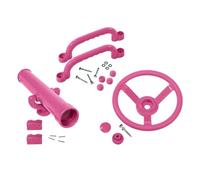 Pirate Ship Wheel Playground Set - Pink Swingset Attachments for Kids, Includes Steering Wheel, Telescope & Handles for Playhouse, Climbing Frame, Treehouse