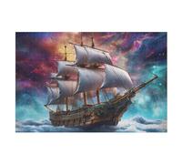 Pirate Ship Wooden Jigsaw Puzzles for Adults 1000 Pieces Jigsaw Puzzle For Kids Age 12 Educational Game Toys （75×50cm）