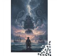 Pirate Ship Wooden Jigsaw Puzzles for Adults Fun 1000 Piece Decoration Toy Intellectual Game Stress Relief Toy Education Game Challenge Educational 1000pcs (75x50cm)