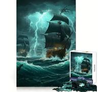 Pirate Ships in Stormy Seas Jigsaw Puzzle 1000 Piece for Teenagers Brain Workout Toy Serene Time Art Assembly Seasonal Gift (38x26cm)