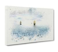 Pirate Ships On The Horizon Canvas Print | Gallery Wrapped 30mm Frame Wall Art | 24x16 inches | Ready to Hang | Modern Beach Picture | Living Room Bedroom Lounge Office