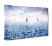 Pirate Ships on the Horizon Canvas Print | Gallery Wrapped 30mm Frame Wall Art | 30x20 inches | Ready to Hang | Abstract Beach Picture | Living Room Bedroom Lounge Office