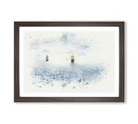 Pirate Ships on The Horizon in Abstract Framed Print | A2 Walnut Framed Wall Art | Ready to Hang | Abstract Landscape Picture | Living Room Bedroom Lounge Office