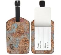 Pirate Ships Suitcase Tags, Pu Leather Name Tags for Bags with Privacy Protection Cover, Leather Tag Bags Baggage Labels Luggage Identifiers, Men Women Travel Gifts for Couples, Dad Gifts