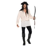 Smiffys Pirate Shirt, Ivory with Lace Up Front, Pirate Fancy Dress, Pirate Dress Up Costumes