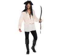 Pirate Shirt Mens Fancy Dress World Book Day Buccaneer Adults Costume Tops New