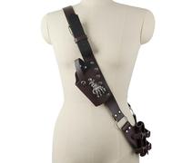 Pirate Shoulder Holster PU Leather Crossbody Harness with Sword Frog & Pistol Holder, Adjustable Cosplay Belt for Renaissance Faire, Halloween, LARP & Steampunk Outfit