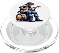 Pirate Sitting on a Barrel Playing the Electric Guitar Funny PopSockets PopGrip for MagSafe