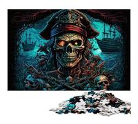 Pirate Skeleton 1000 Piece Jigsaw Puzzles for Adults Wooden Jigsaw Relaxing Entertainment, Home Decor 50x75CM/19.68x29.52inch