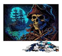 Pirate Skeleton 1000 Pieces Puzzle Gifts Jigsaw Puzzles for Adults Family Activity, DIY Home Decor, 26X38CM/10.23x14.96inch