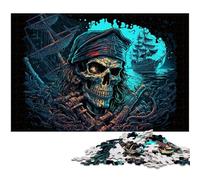 Pirate Skeleton Jigsaw Puzzles for Adults, 1000 Piece Wooden Jigsaw Puzzles for Adults Challenging Brain Teaser for Teenagers, Family Game Night Fun 50x75CM/19.68x29.52inch