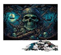 Pirate Skeleton JigsawPuzzle 1000 Pieces for Adults Challenging Puzzles Challenging DIY Brain Teaser for Teenagers 26X38CM/10.23x14.96inch
