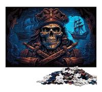 Pirate Skeleton JigsawPuzzle 1000 Pieces for Adults Wooden Jigsaw Puzzles for Adults Ideal DIY Decor & Brain Teaser Gift 50x75CM/19.68x29.52inch