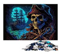 Pirate Skeleton Jigsaws 1000 Pieces for Adults Wooden Jigsaw Puzzles Ideal for Teenagers & Collectors, Travel Gift, Family Activity 50x75CM/19.68x29.52inch