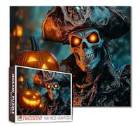 Pirate Skeleton Pumpkin 1000 Piece Jigsaw Puzzle Spooky Wallpaper Art Detailed Halloween Decor 27x20 Inches