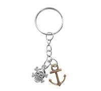 Pirate Skull Anchor Boat Silver Keyring Keychain