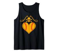Pirate Skull and Heart Baseball Love Tank Top