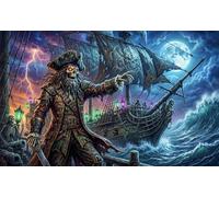 Pirate Skull Captain 1000 Piece Jigsaw Puzzle,Impossible Challenge,Adults & Kids 14+,Home Wall Decor,Educational Toy,Premium Cardboard,Gift Idea,Stress Relief 38x26cm