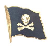 Pirate Skull & Crossbones Flag Jolly Roger 3/4 Gold Plated Enamel Pin Badge