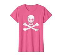 Pirate Skull & Crossbones Flag Jolly Roger T-Shirt, Women, Pink Heather, X-Large