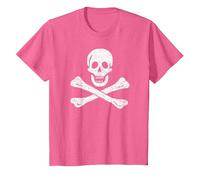 Pirate Skull & Crossbones Flag Jolly Roger T-Shirt, Youth, Pink Heather, Large