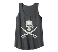 Pirate Skull Crossed Swords Jolly Roger Vintage Halloween Tank Top, Women, Dark Heather Grey, XX-Large
