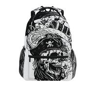 Pirate Skull Flower Skeleton Bookbag School Student Backpack for Travel Teen Girls Boys Kid