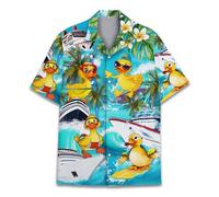 Pirate Skull Hawaiian Shirts for Men Women, Vintage Skull Pirate Treasure Map Shirt Button Down Short Sleeves, Duck, Large