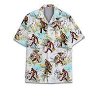 Pirate Skull Hawaiian Shirts for Men Women, Vintage Skull Pirate Treasure Map Shirt Button Down Short Sleeves, Bigfoot 9, Medium