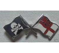 Pirate Skull Jolly Roger/Royal Navy White Ensign Military Enamel Lapel Badges
