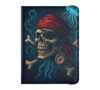 Pirate Skull Leather Passport Holder for Travel Large Capacity Passport Covers for Women Trip Accessories