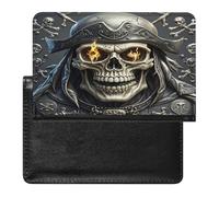 Pirate Skull Passport Holder with Card Slots Portable Passport Cover Compact Waterproof Passports Protector