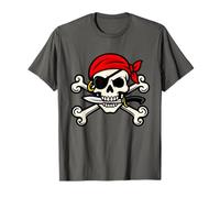 Pirate Skull Red Bandana Crossbones Jolly Roger Halloween T-Shirt