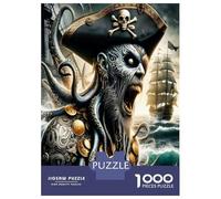 Pirate Skull Ship 1000 Pieces Jigsaw Puzzle Set Legendary Buccaneer Lore Puzzle for Adults Recycled Cardboard 1000 Piece Adult Educational Challenge Fun Present Home Activity Great Gift Idea 38x26cm/1