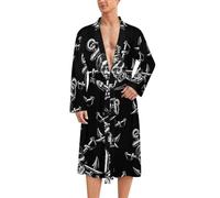 Pirate Skull Swords Anchorss Men's Bathrobe Spa Long Bath Robe for Women Lightweight Sleepwear