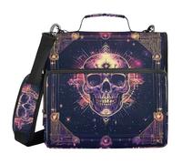 Pirate Skull Tarot 3 Rings Binder Organizer with Handle Waterproof Document Organizer Bag for Middle School