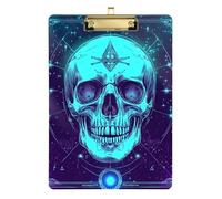 Pirate Skull Tarot Acrylic aluiminum clipboard Standard Letter A4 Size Waterproof for Coaches Medical Classroom Gold 12x9in Tabla para escribir