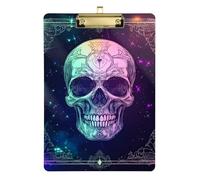 Pirate Skull Tarot Acrylic clipboard Occupational Therapy Standard Letter A4 Size Standard Hole for Nurses Home Contractor Gold 12x9in Tabla para escribir con Clip