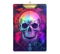 Pirate Skull Tarot Acrylic Office Clip Board Standard Letter A4 Size Transparent for Police Office Nurse Football Coaches Gold 12x9in Tablas para escribir