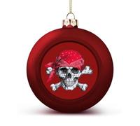 Pirate Skull Wearing Bandana Funny Christmas Tree Ornaments 4PCS
