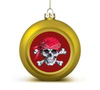 Pirate Skull Wearing Bandana Funny Christmas Tree Ornaments 4PCS
