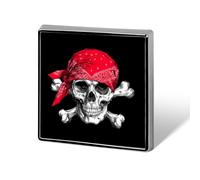 Pirate Skull Wearing Bandana Square Metal Badges Decorative Brooches