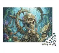 Pirate Skull Wheel Treasure 500 Piece Wooden Jigsaw Puzzle,Impossible Challenge,Educational Toy,Wood,Adults & Kids 14+,Home Wall Decor,Gift Idea,Stress Relief (52x38cm)